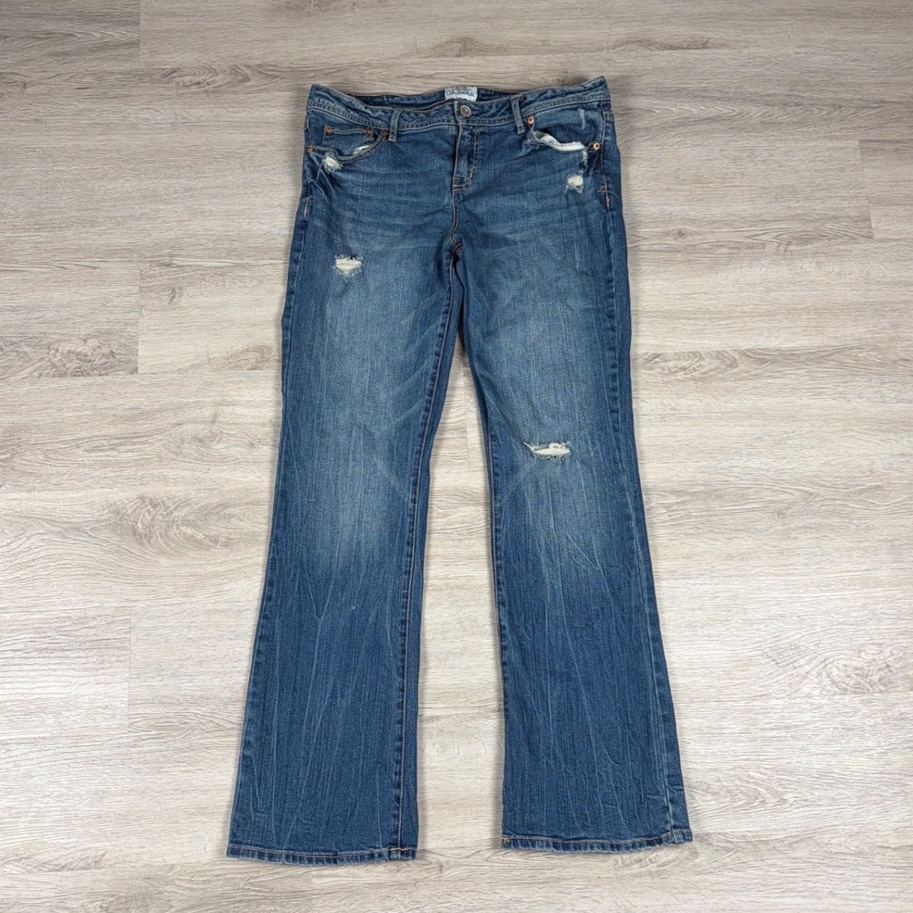 Aeropostale Chelsea Bootcut Jeans Women 13/14 Blue Distressed Y2K Skater